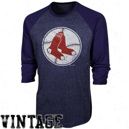 Majestic Threads Boston Red Sox Cooperstown Three-quarter Sleeve Premium Raglan T-shirt - Navy Blue