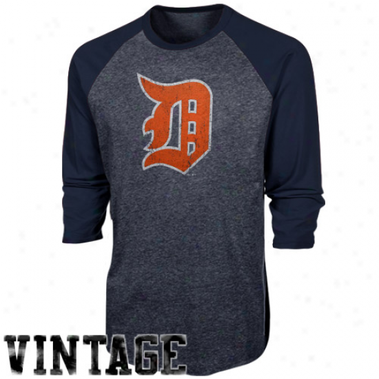 Majestic Threads Detroit Tigers Cooperstown Three-quarter Sleeve Premium Raglan T-shirt - Ships Pedantic 