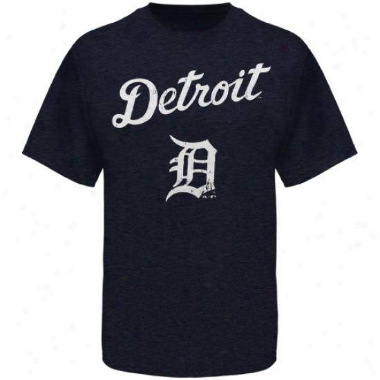 Majestic Threads Detroit Tigers Enthusiast Premium Tri-blend Heathered T-shirt - Navy Blue