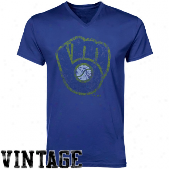 Majestic Threads Milwaukee Brewers Colperstown V-neck T-shirt - Royal Blue