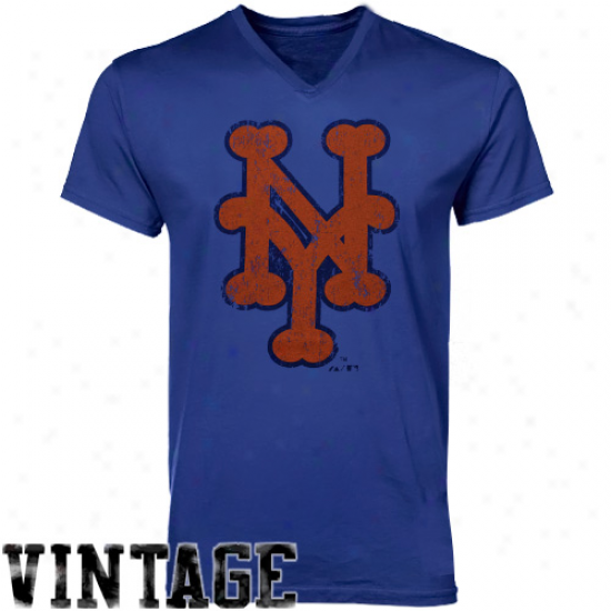 Majestic Threads New York Mets Cooperstown V-neck T-shirt - Royal Blue