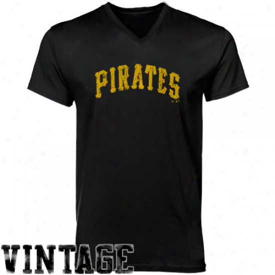 Majestic Threads Pittsburgh Pirates Cooperstown Premium V-neck T-shirt - Black
