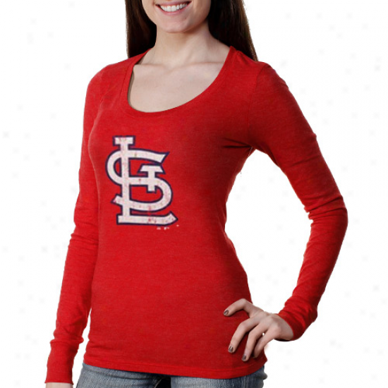 Majestic Threads St. Louis Caridnals Ladies Scoop Premium Tri-blend Long Sleeve T-shirt - Red