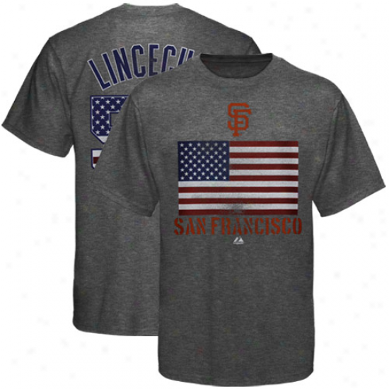 Majestic Tim Lincecum San Francisco Giants #55 Red, White & Blue Player T-shirt - Charcoal