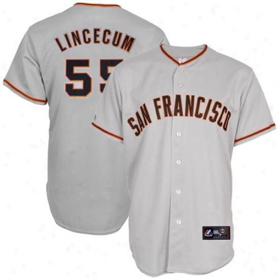 Majestic Tim Lincecum San Francisco Giants Jersey-#55 Gray