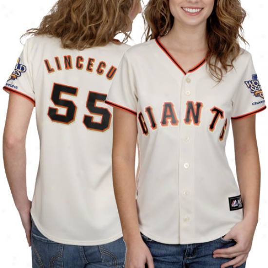 Majestic Tim Lincecum San Francisco Giants Women's 2010 World Series Championw Jersey-natural