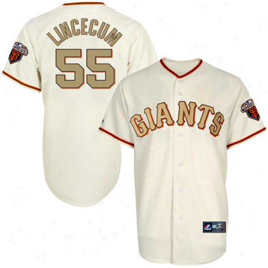 Majewtic Tim Linecum San Francisco Giants Youth #55 2010 World Series Champions Gold Program Jersey - Natural