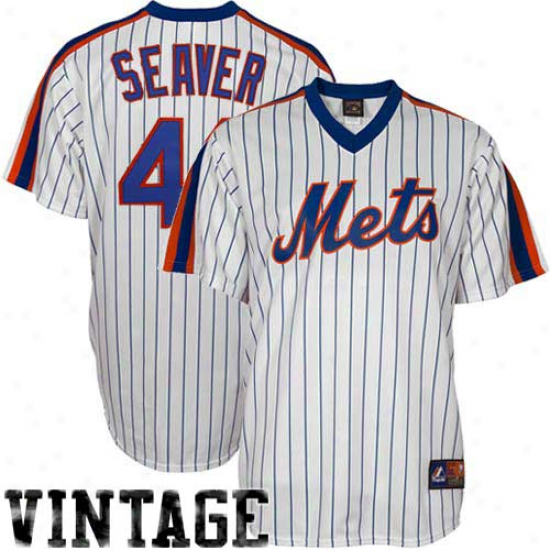 Majestic Tom Seaver New York Mets Replica Cooperstown Throwback Jersey - White Pinstripe