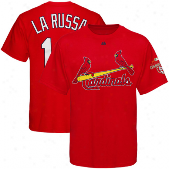 Majestic Dunce Larussa St. Louiss Cardinals #10 2011 World Series Champions T-shirt - Red