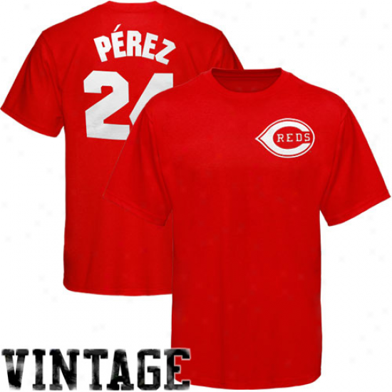 Majestic Tony Perez Cincinnati Reds #24 Cooperstown Player T-shirt - Red