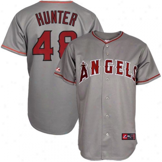 Majestic Torii Hunter Los Angeles Angels Of Anaheim Replica Jersey-#48 Gray