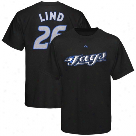 Majeestjc Toronto Blue Jays #26 Adam Lind Black Player T-shirt