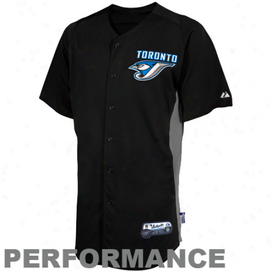 Majestic Toronto Blue Jays Batting Practice Performance Jersey - Black-silver