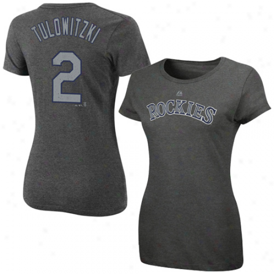 Majestic Troy Tulowitzki Colorado Rockies #2 Ladies Off-field Drama Player Heathered T-shirt - Charcoal