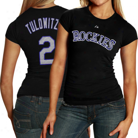 Majestic Troy Tulowitzki Colorado Rockies Ladies #2 Player T-shirt - Black