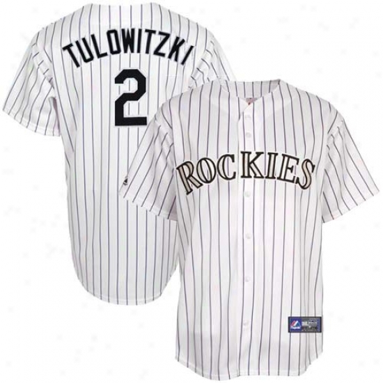 Majestic Troy Tulowitzki Colorado Rockies Replica Jersey-#2 White Pinstripe