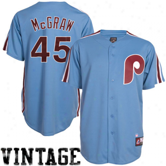 Majestic Tug Mcgraw Philadelphia Phillies Cooperstown Throwback Jersey - Light Blue