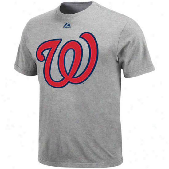 Majestic Washington Nationals Ash Soft Density Official Logo T-shirt