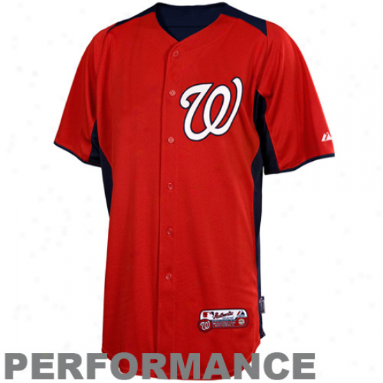 Majestic Washington Nationals Batting Practice Performance Jersey - Red-navy Blue