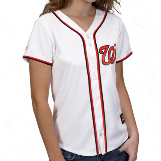 Majestic Washington Nationals Ladies Replica Jersey - White