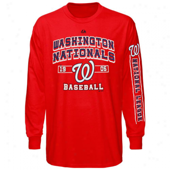 Majestic Washington Nationals Past Time Original Long Sleeve T-shirt - Red