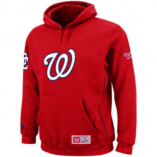 Majestic Waqhington Nationals Red Be Proud Pullover Fleece Hoodie Sweatsjirt