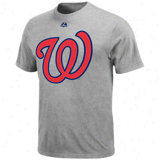 Majestic Washington Nationals Youth Ash Soft Density Official Logo T-shirt