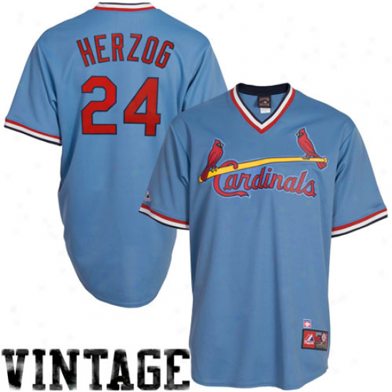 Majestic Whitey Herzog St. Louis Cardinals Replica Cooperstown Throwback Jersey - Light Blud