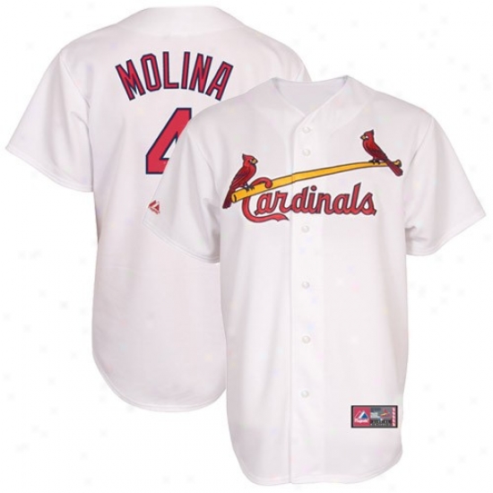 Majestic Yadier Molina St. Louis Cardinals Replica Jersey-#4 White