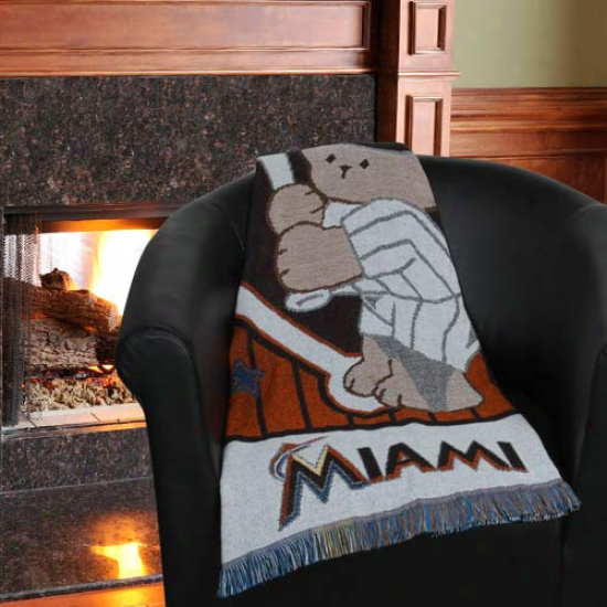 Miami Marlins 36'' X 46'' Jacquard Woven Baby Blanket Throw