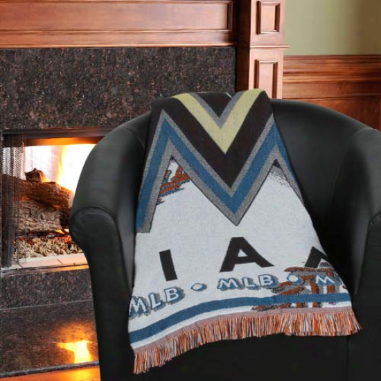 Miami Marlins 48'' X 60'' Jacquard Woven Blanket Throw