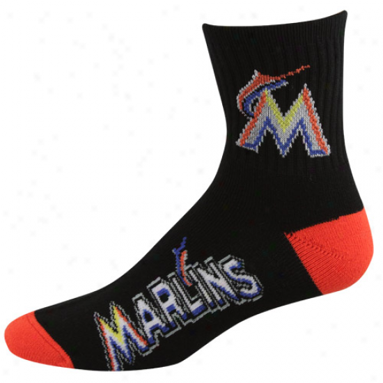 Miami Marlins Team Logo Crew Socks - Dismal