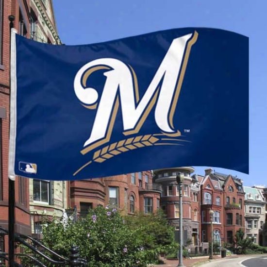 Milwaukee Brewers 3' X 5' Navy Blue Logo Flag