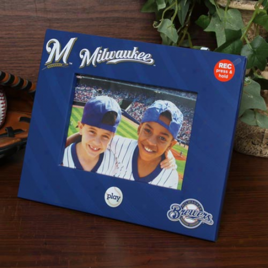 Milwaukee Brewers 4'' X 6'' Navy Blue Talking Picture Frame