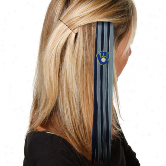 Milwaukee Brewers Ladies Navy Blue-silver Sports Expansion Hair Clips