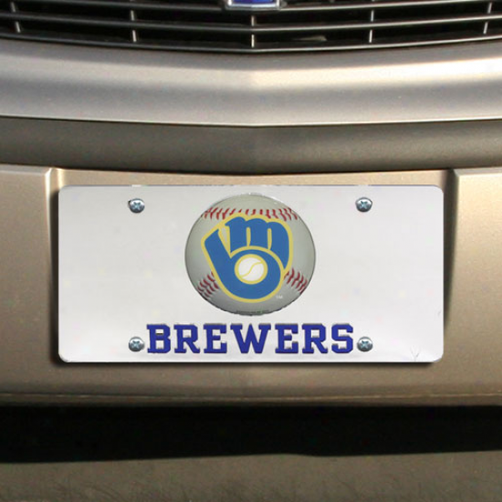 Milwaukee Brewers Mirrored Baseball License Plate