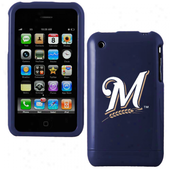 Milwaukee Brewers Navy Blue Iphone 3g Hard Snap-on Case