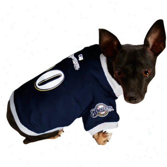 Milwaukee Brwwers Navy Blue Ensnare Pet Jersey