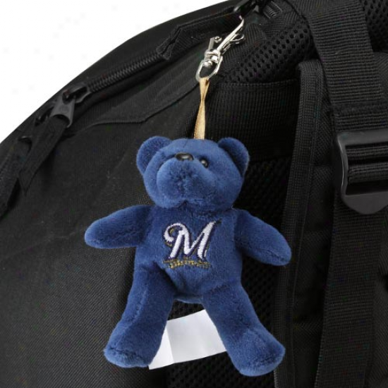 Milwaukee Brewers Navy Blue Plush Bear Keychain