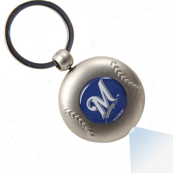 Milwaukee Brewers Silver Baseball Flashlight Keycgain