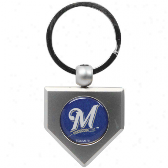 Milwaukee Brewers Silver Pewter Home Plate Keychain