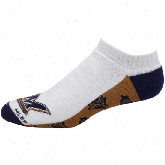 Milwaukee Brewers White Tri-color Repeat Logo Ankle Socks