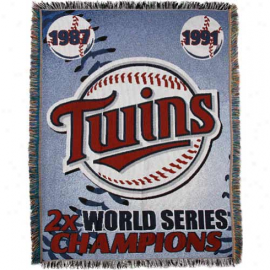 Minnesota Twins 48'' X 60'' Lignt Blue 2-time World Series Champions Jacquard Woven Blanket Throw