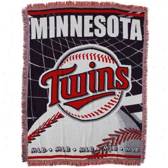 Minnesota Twins 48'' X 60'' Navy Blue Jacquard Woven Blanket Throw