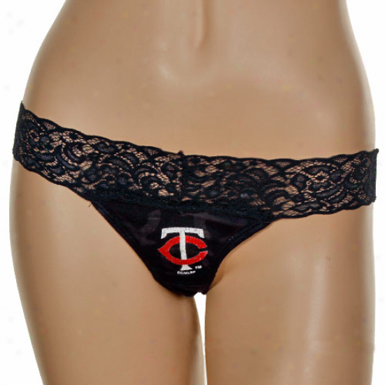 Minnssota Twins Ladies Navy Blue Burnout Logo Thong