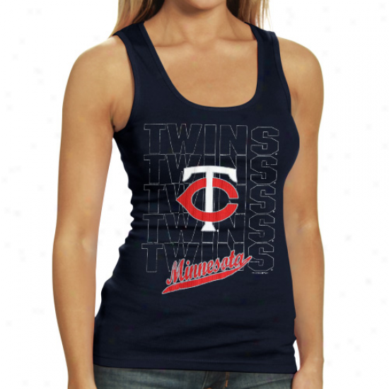 Minnesota Twins Ladies Navy Blue Repeater Tank Top