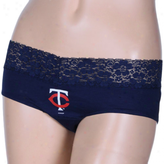 Minnesota Twins Ladies Navy Blue Super-soft Lace Trim Panties