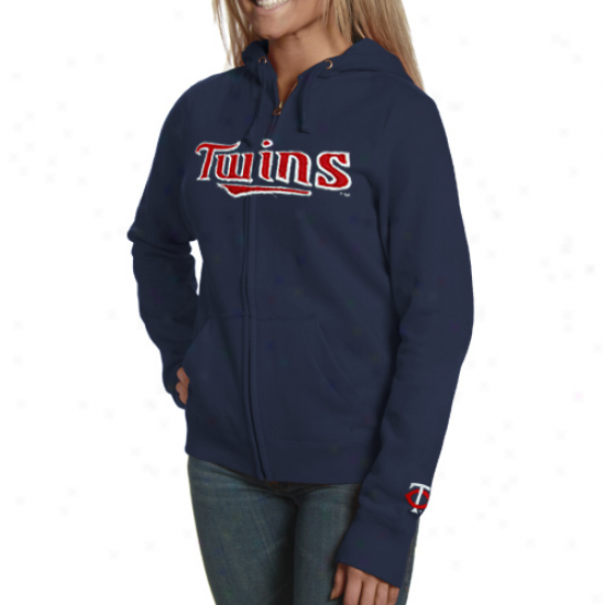 Minnesota Twins Ladies Navy Blue Team Spirit Full Zip Hoody Sweatshirt