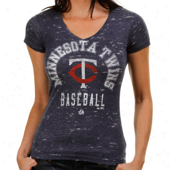 Minnesota Twins Ladies Play Call Gentility Top T-shirt - Navy Blue