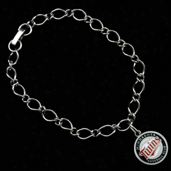 Minnesota Twins Ladies Silver-tone Charm Bracelet